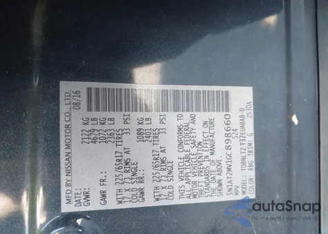 2016 Nissan Rogue Sv from USA, damaged, VIN 5N1AT2MV1GC898660